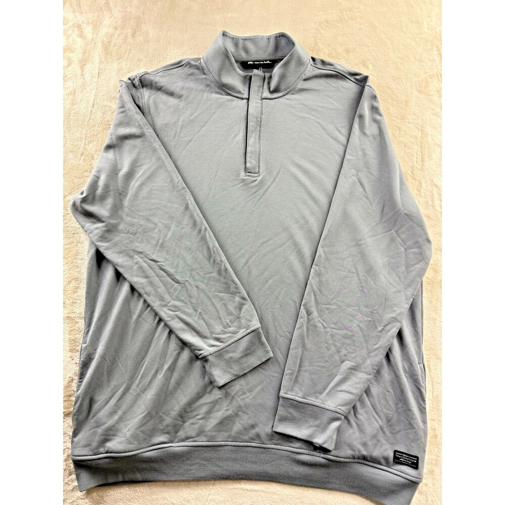 Travis Mathew Pullover Men's 3XL Gray Quarter Zip Stretch Pockets Golf Sweater